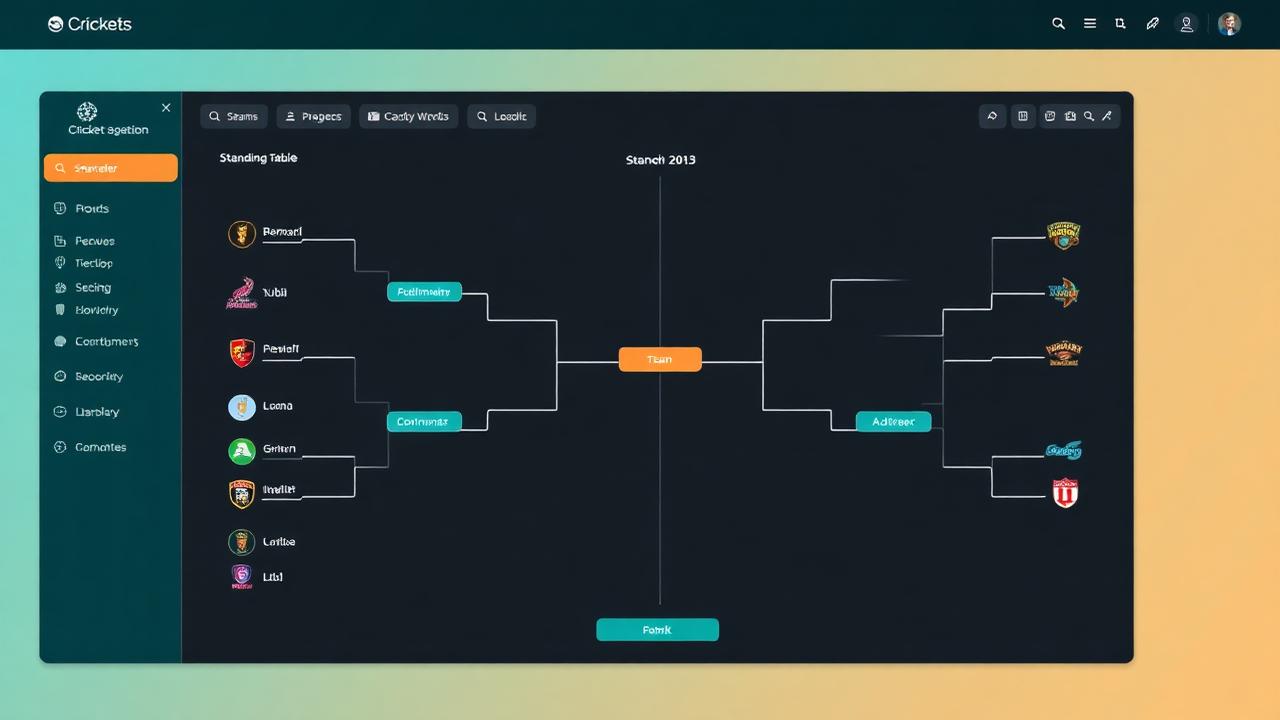 Cricket tournament bracket and points table